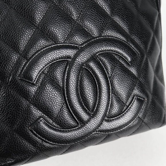CHANEL Matelasse COCO Mark Chain Tote Bag Caviar Skin Black - Picture 12 of 16